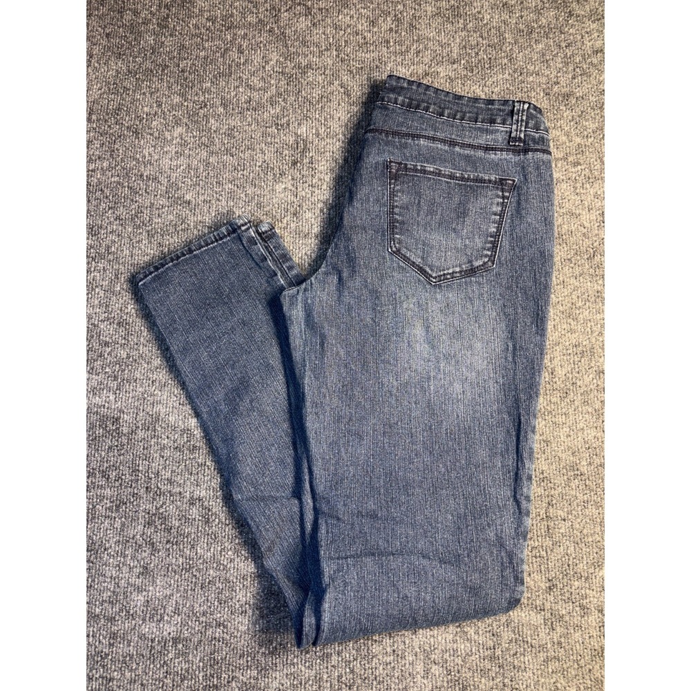 No‎ Boundaries Skinny Jeans Womens 11 Blue Denim Stretch 5-Pocket Design Grunge